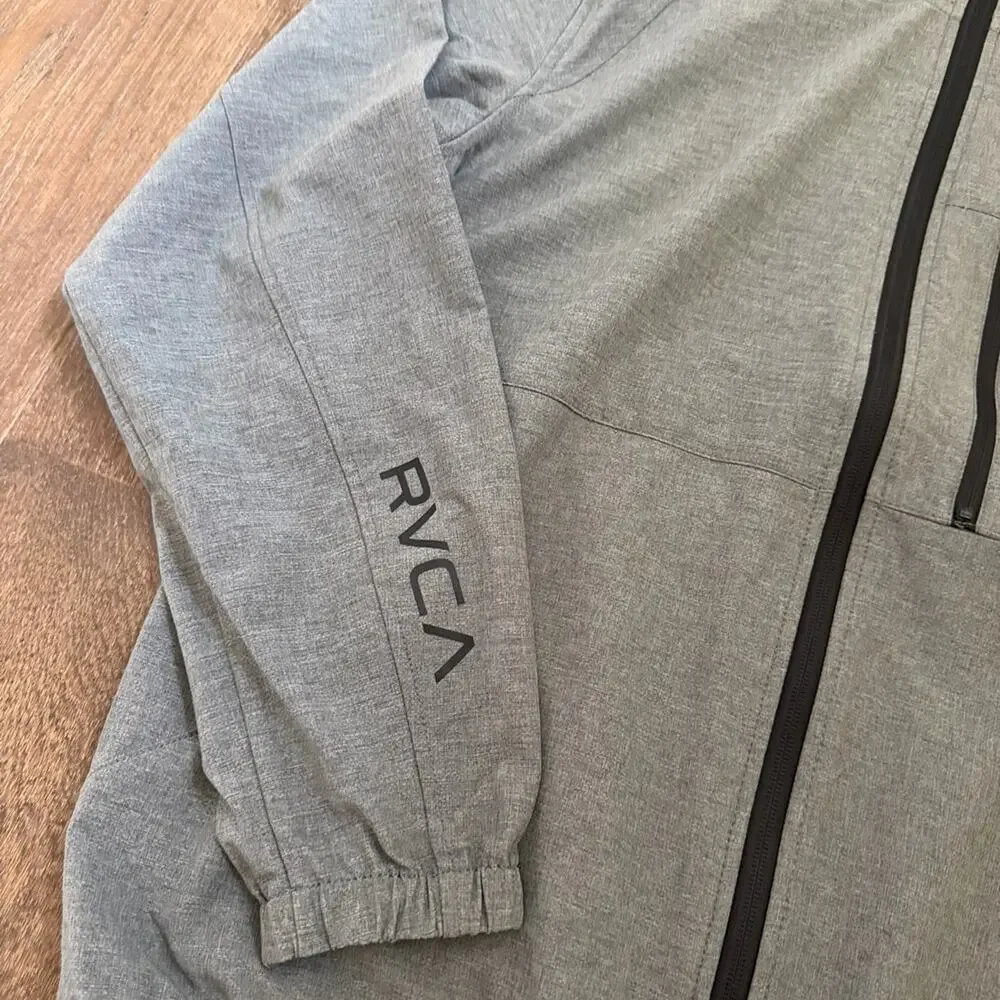 RVCA Men’s Yogger Zip-Up Hooded Jacket II Gray Sz M